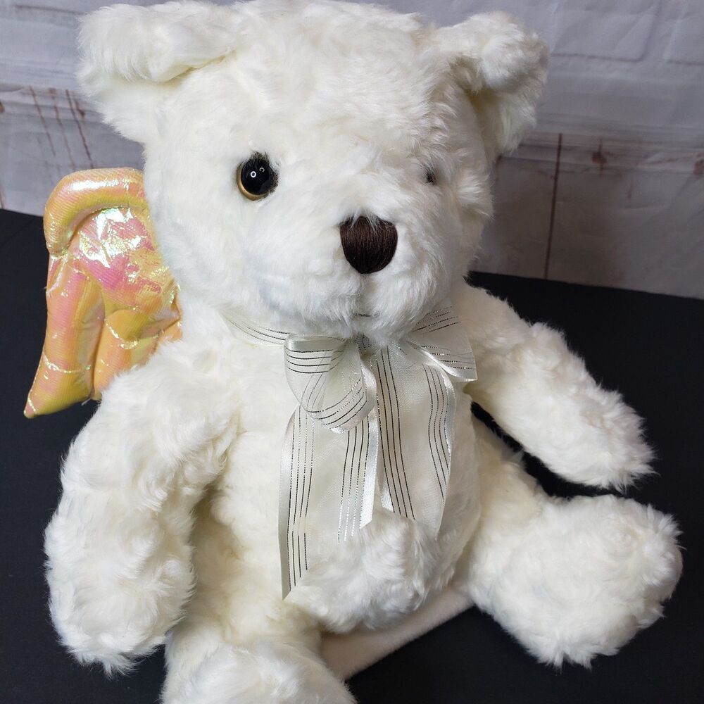 Vintage 2001 Avon Angel Bear Plush Sings Jesus Loves Me Animated Wings Works